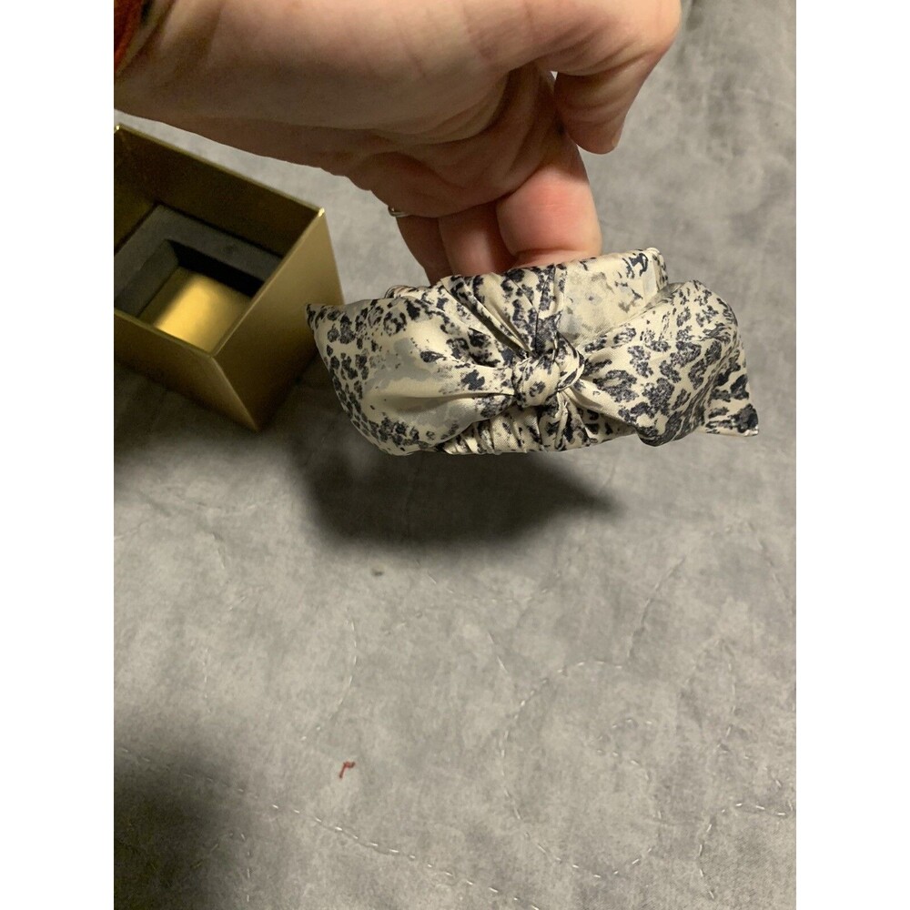FABRIC Wrapped Satin SNAKE SKIN Print Black Ivory CLAMPER BRACELET *CHICO’s O/S